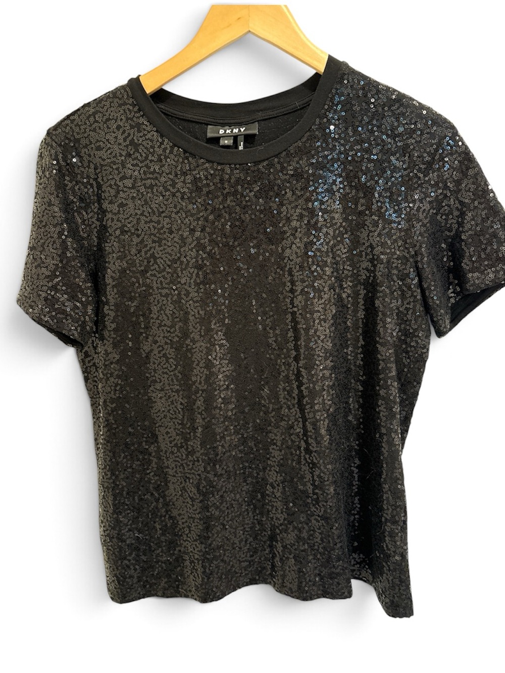 DKNY Black Sequin Short Sleeve Tee